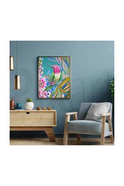 pixartsanat Pink Hummingbird Pixart Art Diamond Mosaic Painting Diamond Turkey 42*52