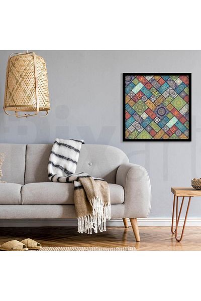 pixartsanat Colorful Pattern 45x45 PixArt Art Diamond Mosaic Painting Diamond Türkiye