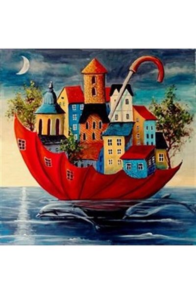 pixartsanat Floating Houses Pixart Art Diamond Mosaic Painting Diamond Turkey 51*51