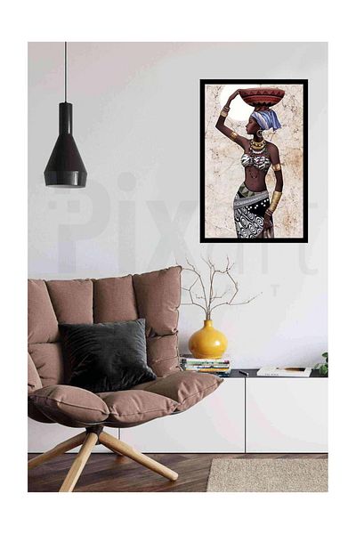 pixartsanat African Woman Pixart Art Diamond Mosaic Painting Diamond Turkey 30*60