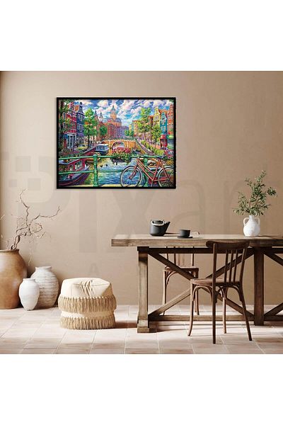 pixartsanat 30 X 40 Cm Green Amsterdam River Pixart Art Diamond Mosaic Painting Diamond Türkiye