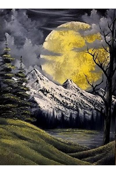 pixartsanat Prosperous Mountains and Full Moon Pixart Art 43*58