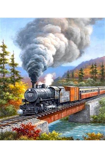 pixartsanat Black Train Pixart Art Diamond Mosaic Painting Diamond Turkey 64*74