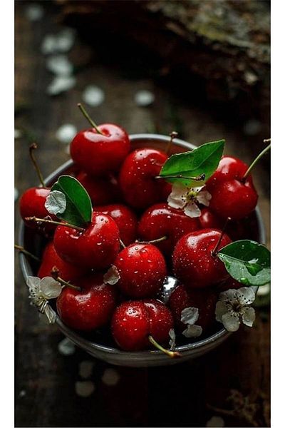 pixartsanat Fresh Cherry Plate Pixart Art Diamond Mosaic Painting Diamond Turkey 40*60