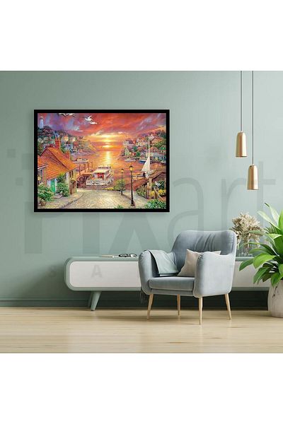 pixartsanat Sunset Street 30*40 PixArt Art Diamond Mosaic Painting Diamond Türkiye