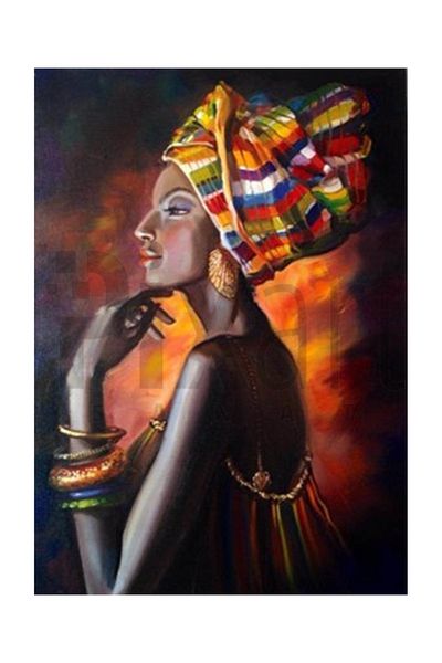 pixartsanat Colorful African Girl Pixart Art Diamond Mosaic Painting Diamond Turkey 41*56
