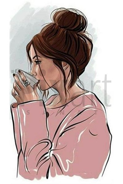 pixartsanat Woman Holding a Cup Pixart Art Diamond Mosaic Painting Diamond Türkiye 30*51
