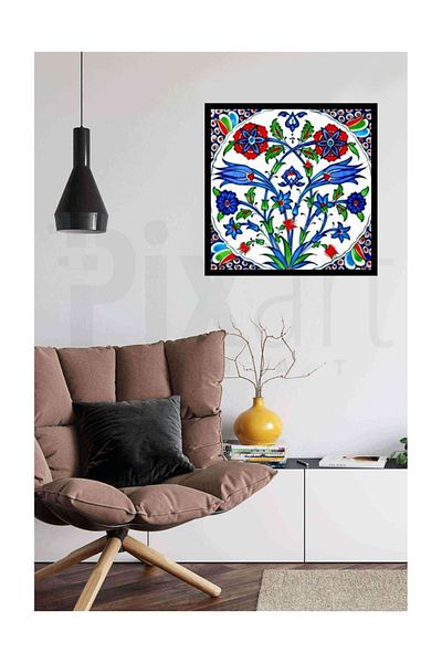 pixartsanat Flowers Ceramic Pattern Pixart Art Diamond Mosaic Painting Diamond Turkey 62*62
