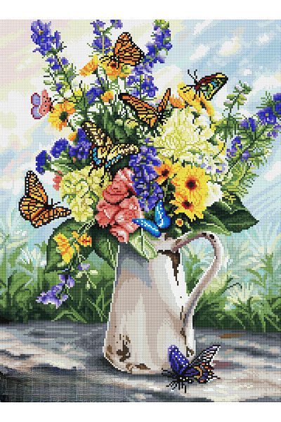 pixartsanat 40X60 Pixart Art Mosaic - Butterfly and Flower Patterned Painting