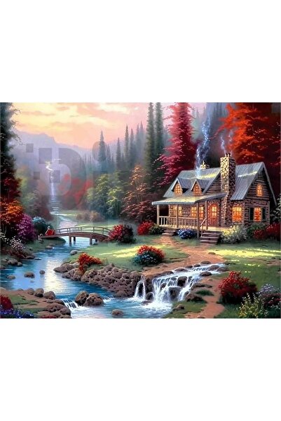 pixartsanat Ormandaki Kulübe 30*40 PixArt Sanat Elmas Mozaik Tablo Diamond Tü...