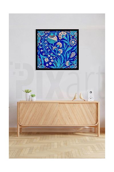 pixartsanat Blue Tile Pattern Pixart Art Diamond Mosaic Painting Diamond Türkiye 38*38