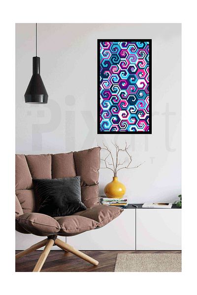 pixartsanat Colorful Hexagon Pattern Pixart Art Diamond Mosaic Diamond Turkey 40*60