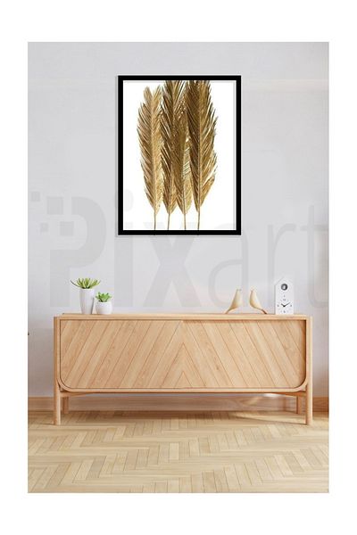 pixartsanat Golden Yellow Feathers Pixart Art Diamond Mosaic Painting Diamond Turkey 55*73