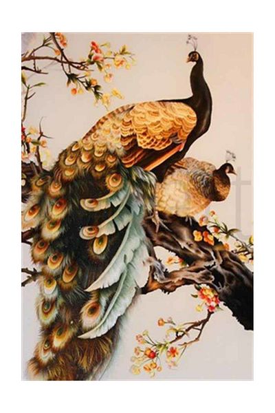 pixartsanat Magnificent Peacocks on Branch Pixart Art Diamond Mosaic Painting Daimond Turkey 35*55