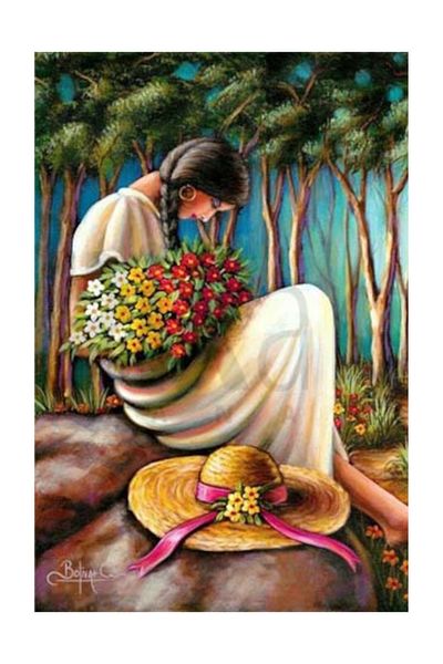pixartsanat Woman Collecting Flowers Pixart Art Diamond Mosaic Painting Diamond Turkey 40*50