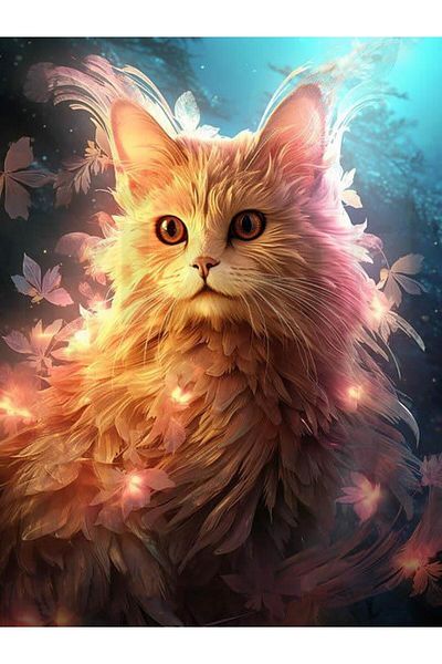pixartsanat Cute Cat 30x40 PixArt Art Diamond Mosaic Painting Diamond Turkey
