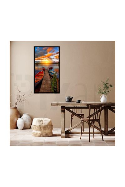 pixartsanat Lake Side Boats Pixart Art Diamond Mosaic Painting Diamond Türkiye 38*69