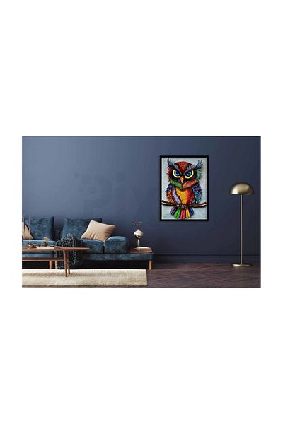 pixartsanat Colorful Angry Owl Pixart Art Diamond Mosaic Painting Diamond Türkiye 43*55