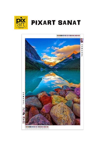 pixartsanat Colorful Stones And Sea 40x60 PixArt Art Diamond Mosaic Painting Diamond Turkey