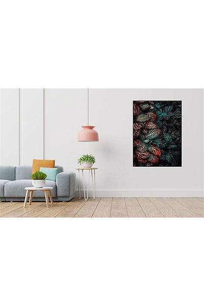 pixartsanat Orange Green Leaf Pattern Pixart Art Diamond Mosaic Painting Diamond Türkiye 40*60