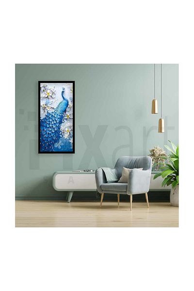 pixartsanat Embossed Peacock And Flowers on the Wall Pixart Art Diamond Mosic Painting Daimond Turkey 35*63
