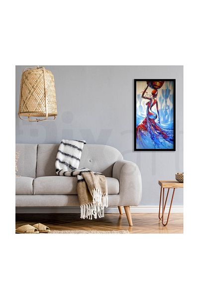 pixartsanat Woman in Blue Dress Pixart Art Diamond Mosaic Painting Diamond Türkiye 43*74