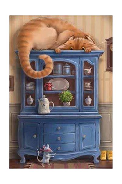 pixartsanat Hide and Seek in the Kitchen Pixart Art Diamond Mosaic Painting Diamond Türkiye 48*74