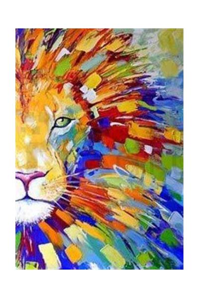 pixartsanat Pixart Art - Colorful Lion Drawing, Diamond Musical Painting, Daimond Turkey 48*68