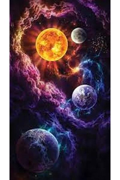 pixartsanat Colorful Planets Pixart Art Diamond Mosaic Painting Diamond Turkey 41*71