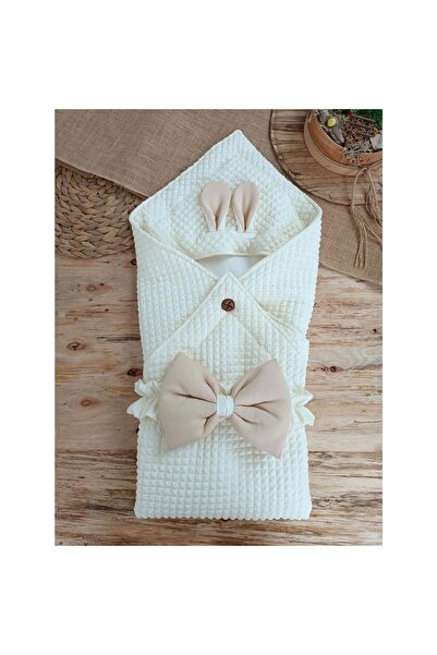 Narnuga بطانية أطفال حديثي الولادة من ميريلايف مع قبعة للأذنين وزر مزين بفيونكة