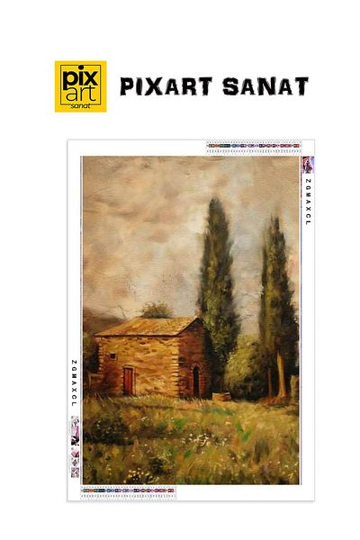 pixartsanat Hut in the Field 40x60 PixArt Art Diamond Mosaic Painting Diamond Türkiye