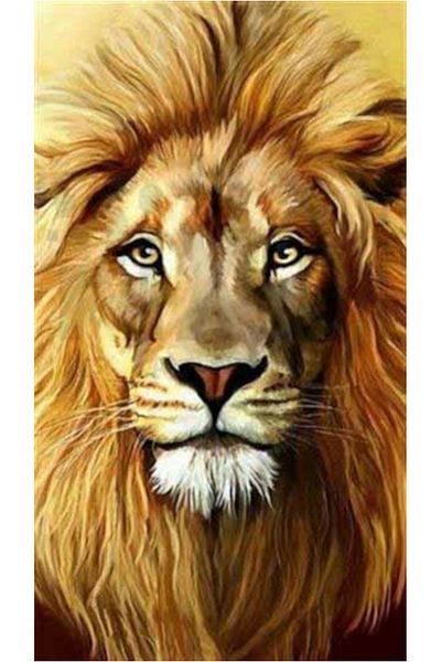 pixartsanat Lion with Noble Posture Pixart Art Diamond Mosic Painting Daimond Türkiye 35*63