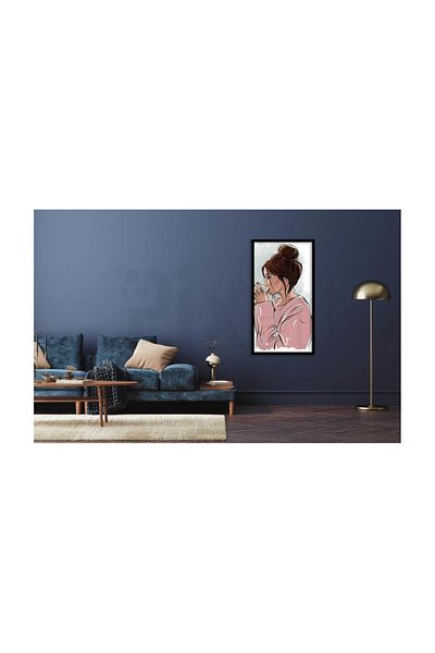 pixartsanat Woman Holding a Cup Pixart Art Diamond Mosaic Painting Diamond Türkiye 30*51