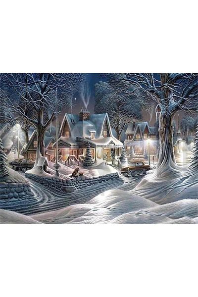 pixartsanat Snow Covered Neighborhood 65x50 PixArt Art Diamond Mosaic Painting Diamond Türkiye