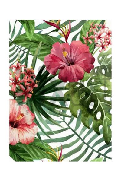 pixartsanat Pink Flower Hawaiian Pattern Pixart Art Diamond Mosaic Diamond Turkey 41*74