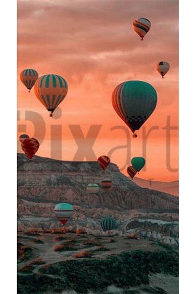 pixartsanat Cappadocia Flying Balloons Pixart Art Diamond Mosaic Painting Diamond Turkey 40*60
