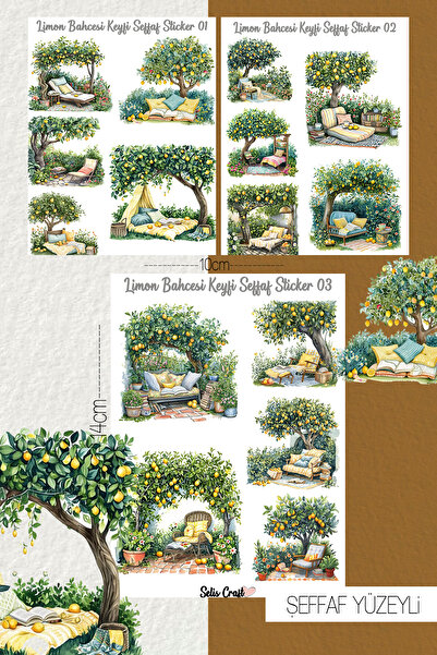 SelisCraft Limon Bahçesi  Temalı Şeffaf Sticker Seti 01-02-03 Ajanda Planlayı...