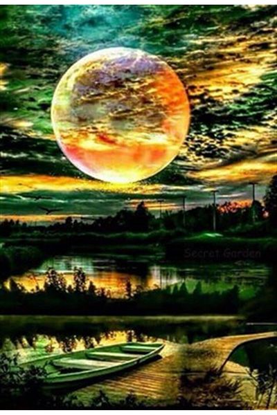 pixartsanat Pixart Art Mysterious Full Moon Painting with Diamond Mosaic - Diamond Türkiye 41*58