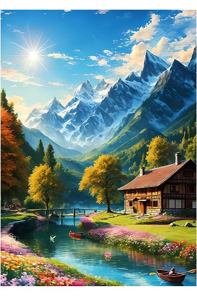 pixartsanat Pixart Art Diamond Mosaic Diamond Landscape - 30X40 Turkey