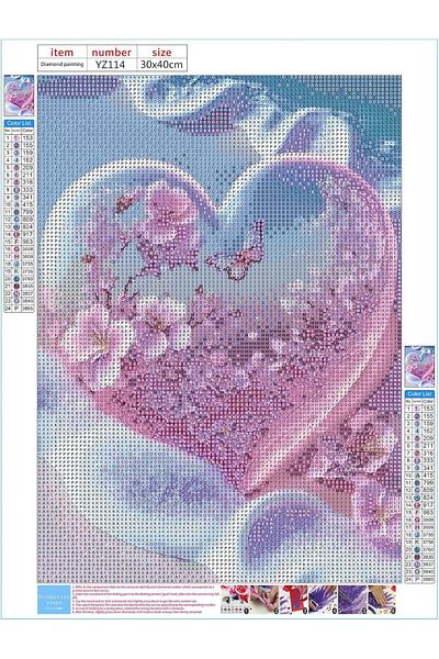 pixartsanat Pixart Art - Diamond Painting with Heart Diamond Mosaic, Turkey 30X40
