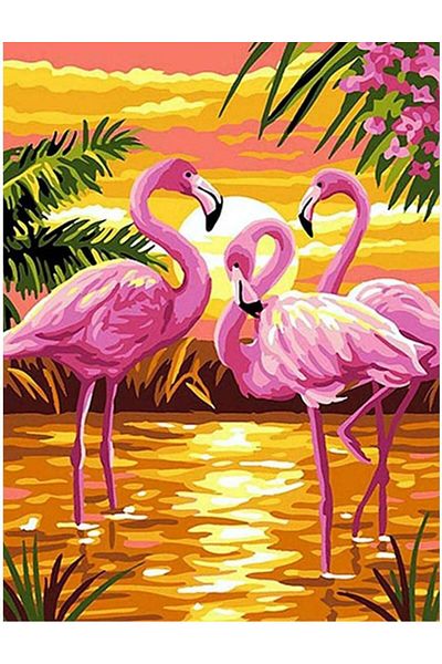 pixartsanat Pixart Flamingo Art Mosaic - 40X60 Painting