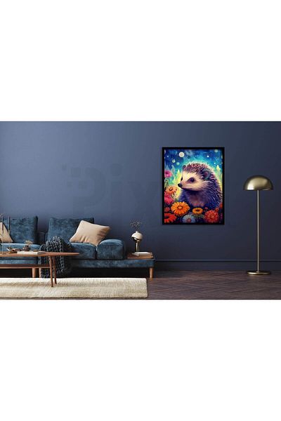 pixartsanat Hedgehog Flower 30*40cm Pixart Art Diamond Mosaic Painting Diamond Turkey