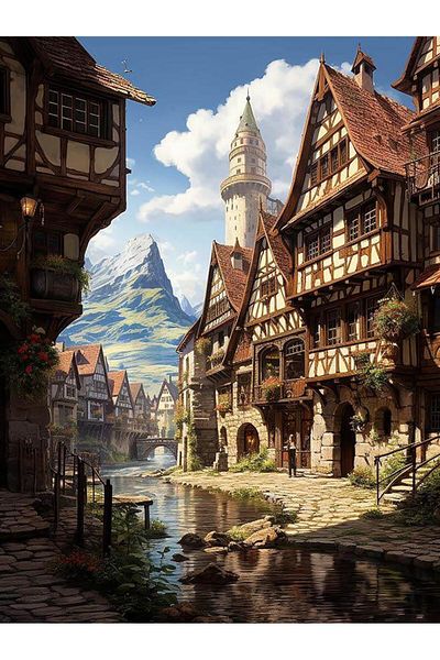pixartsanat Town 30X40 Pixart Art Diamond Mosaic Painting Diamond Turkey