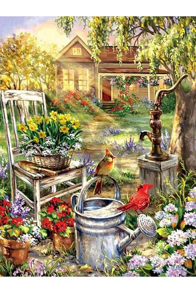 pixartsanat Peaceful Garden 35X50 Pixart Art Diamond Mosaic Painting Diamond Turkey
