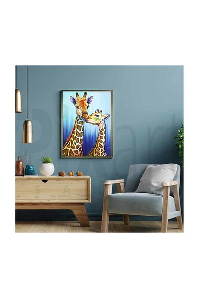 pixartsanat Happy Giraffes with Mother and Baby PixArt Art Diamond Mosaic Painting Daimond Turkey 43*58