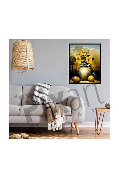 pixartsanat Old Vase And Yellow Flowers Pixart Art Diamond Mosaic Painting Diamond Turkey 48*60