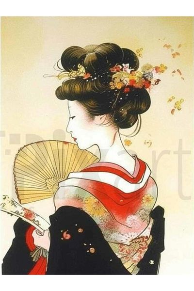 pixartsanat Japanese Geisha 30*40 Cm Pixart Art Diamond Mosaic Painting Diamond Turkey