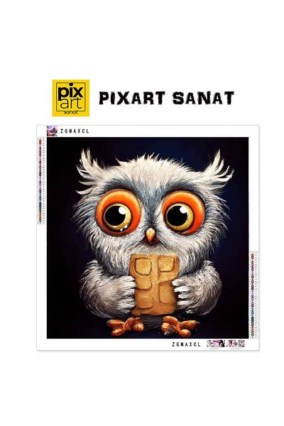 pixartsanat Wise Owl 30x30 PixArt Art Diamond Mosaic Painting Diamond Turkey