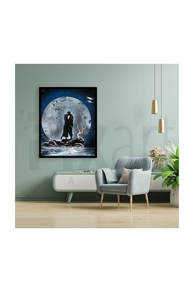 pixartsanat Couple in the Moon Scenery Pixart Art Diamond Mosaic Painting Diamond Turkey 50*60