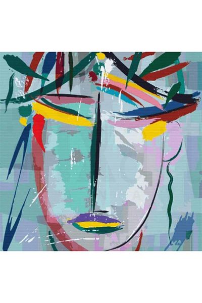 pixartsanat Woman with Abstract Face 53x53 PixArt Art Diamond Mosaic Painting Diamond Turkey
